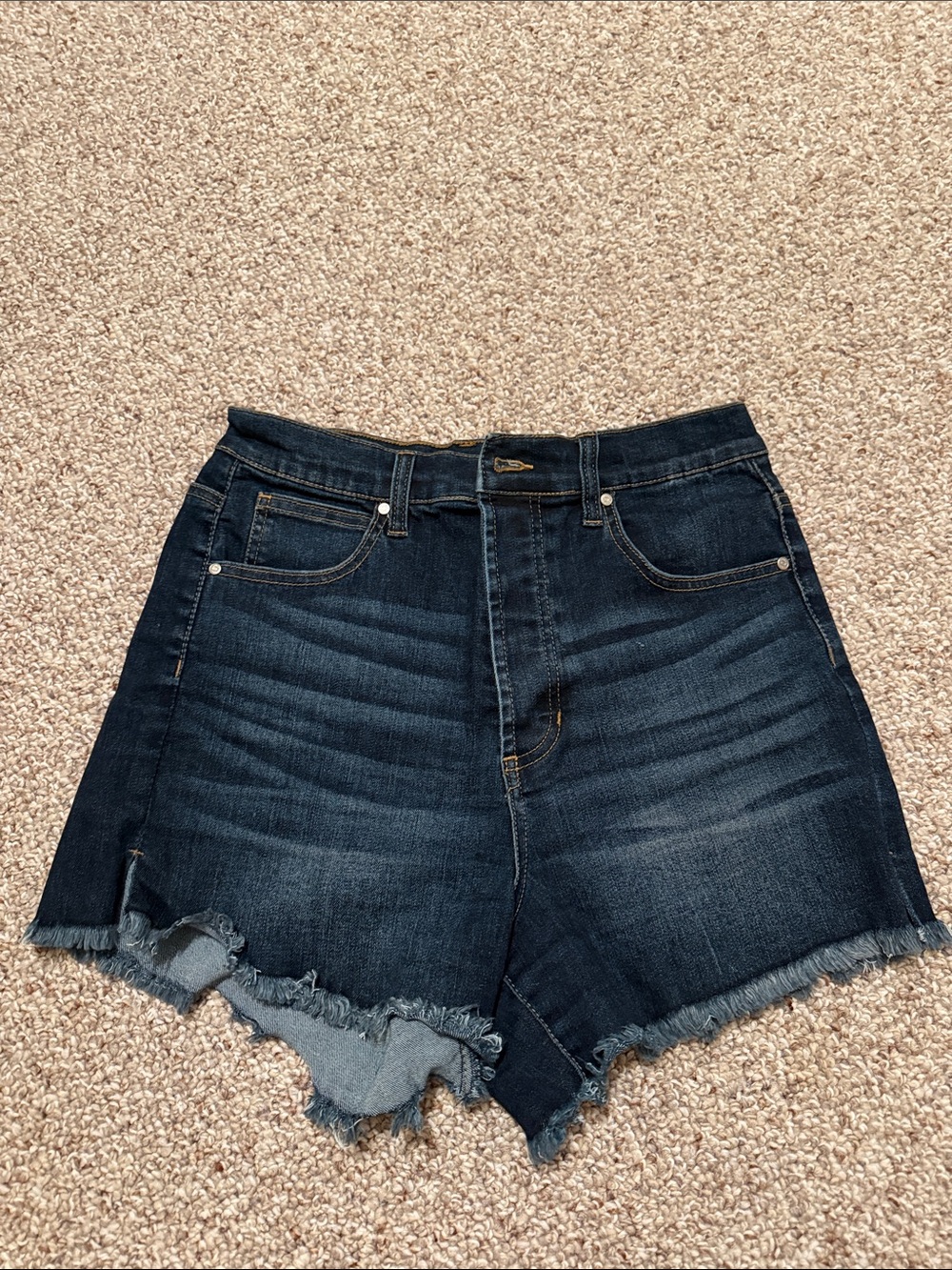 High-Waist Dark Blue Denim Cutoff Shorts